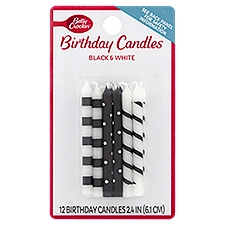 Betty Crocker Black & White Birthday Candles, 12 count