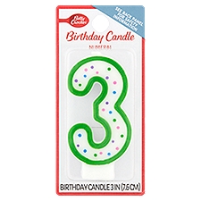 Betty Crocker Numeral 3 Birthday Candle, 1 Each