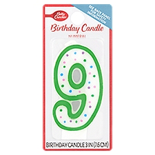 Betty Crocker Numeral 9, Birthday Candle, 1 Each