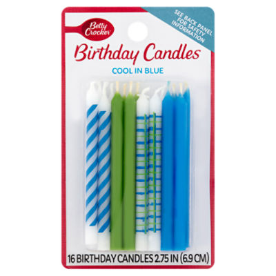 Betty Crocker Cool in Blue Birthday Candles, 16 count