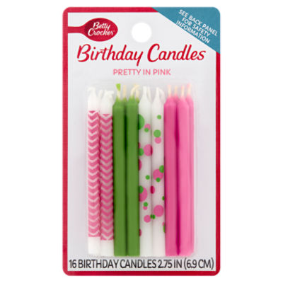 Betty Crocker Pretty in Pink Birthday Candles, 16 count