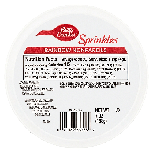Betty Crocker Rainbow Nonpareils Sprinkles, 7 oz