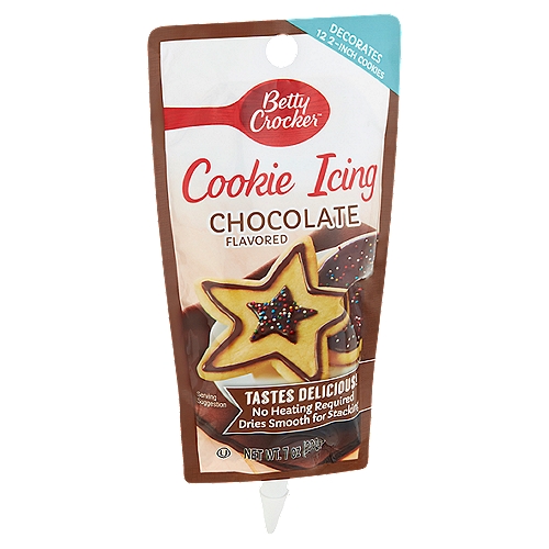 Betty Crocker Chocolate Flavored Cookie Icing, 7 oz
Betty Crocker™ Cookie Icing Makes it Easy to Create Beautifully Decorated Cookies in Minutes!