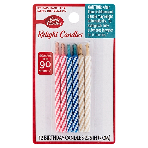 Betty Crocker Relight Birthday Candles 2.75 in, 12 count