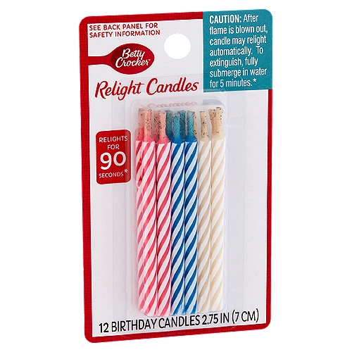 Betty Crocker Relight Birthday Candles 2.75 in, 12 count
