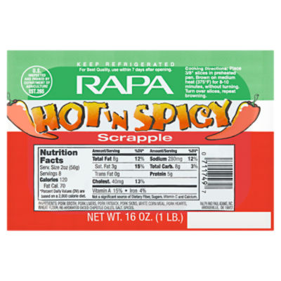 RAPA Scrapple Hot'n Spicy Scrapple, 16 oz