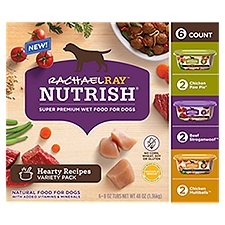 Rachael Ray Nutrish Hearty Recipes Super Premium Wet Food for Dogs Variety Pack, 8 oz, 6 count