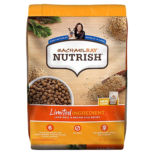 Rachael Ray Nutrish Lamb Meal & Brown Rice Recipe Natural Food for Adult Dogs, 14 lb