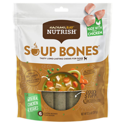 Rachael Ray Nutrish Soup Bones with Real Chicken & Veggies Chew Bones for Dogs, 6 count, 12.6 oz