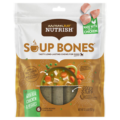 Rachael Ray Nutrish Soup Bones with Real Chicken & Veggies Chew Bones for Dogs, 6 count, 12.6 oz, 12.6 Ounce