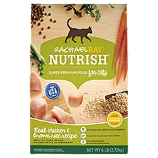 Rachael Ray Nutrish Real Chicken & Brown Rice Recipe Super Premium Food for Cats, 6 lb