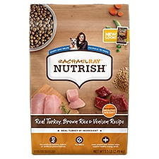 Rachael Ray Nutrish Real Turkey, Brown Rice & Venison Recipe Natural Food for Adult Dogs, 5.5 lb