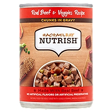 Rachael Ray Nutrish Chunks in Gravy Real Beef and Veggies Recipe Natural Food for Adult Dogs, 13 oz