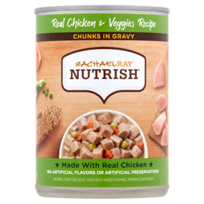 Rachael Ray Nutrish Chunks in Gravy Real Chicken & Veggies Recipe Natural Food for Adult Dogs, 13 oz