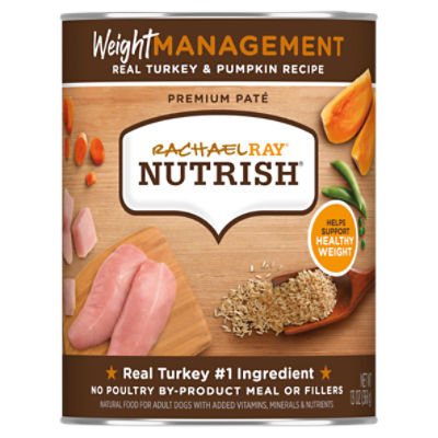 Rachael Ray Nutrish Pemium Paté Real Turkey & Pumpkin Recipe Natural Food for Adult Dogs, 13 oz