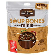 Rachael Ray Nutrish Soup Bones Beef and Barley Flavor Minis Chew Bones for Dogs, 8 count, 6.3 oz