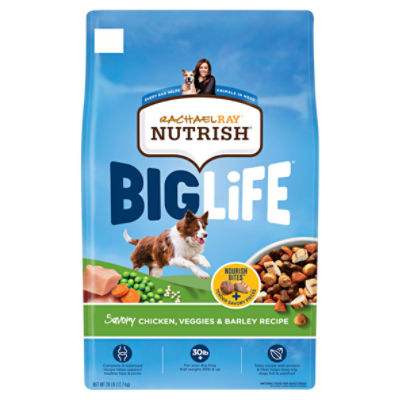 Rachael Ray Nutrish Big Life Savory Chicken, Veggies & Barley Natural Food for Adult Dogs, 28 lb