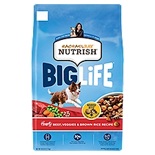 Rachael Ray Nutrish Big Life Hearty Beef, Veggies & Brown Rice Natural Food for Adult Dogs, 28 lb