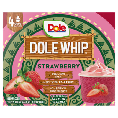 Dole Dole Whip Strawberry Frozen Treat, 3.6 fl oz, 4 count