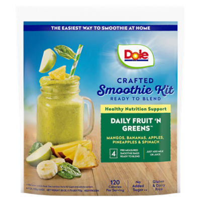 Dole Daily Fruit 'N Greens Crafted Smoothie Kit, 7 oz, 4 count