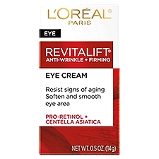 L'Oreal Paris Revitalift Anti-Wrinkle + Firming Eye Cream, Fragrance Free, 0.5 oz.