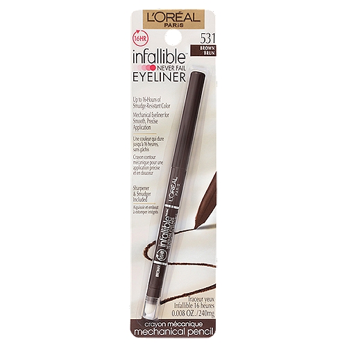 L'Oréal Paris Infallible Never Fail 531 Brown Mechanical Pencil Eyeliner, 0.008 oz
