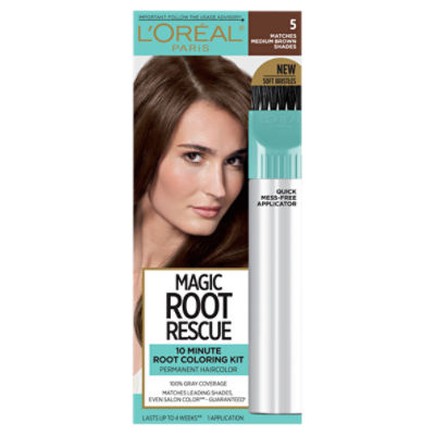 L'Oréal Paris Magic Root Rescue 5 Matches Medium Brown Shades Permanent Haircolor, 1 application