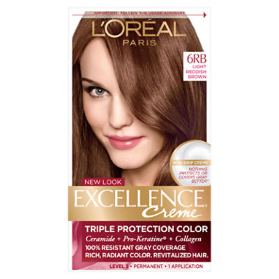 L'Oréal Paris Excellence Creme 6RB Light Reddish Brown Level 3 Permanent Haircolor, 1 application