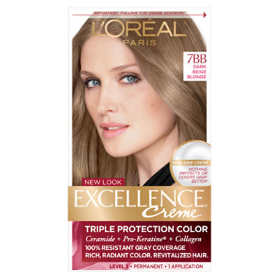 L'Oréal Paris Excellence Creme 7BB Dark Beige Blonde Level 3 Permanent Haircolor, 1 application