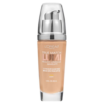 L'Oréal Paris True Match Lumi Warm W6 Sun Beige Healthy Luminous Makeup, 1.0 fl oz