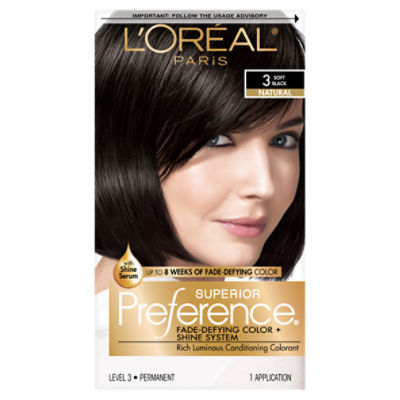 L'Oréal Paris Superior Preference 3 Soft Black Natural Level 3 Permanent Haircolor, 1 application