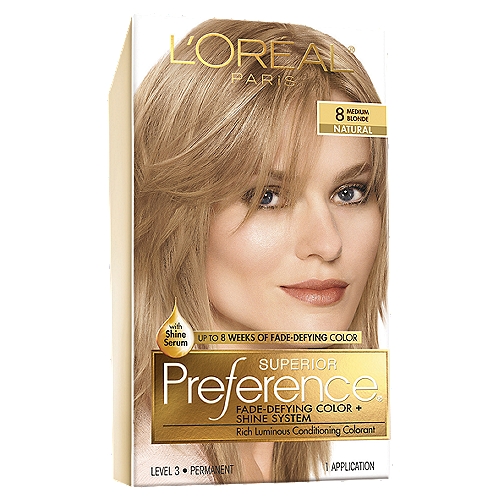 L'Oréal Paris Superior Preference 8 Medium Blonde Level 3 Permanent  Haircolor, 1 application