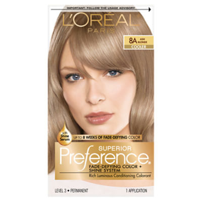 L'Oréal Paris Superior Preference 8A Ash Blonde Level 3 Permanent Haircolor, 1 application