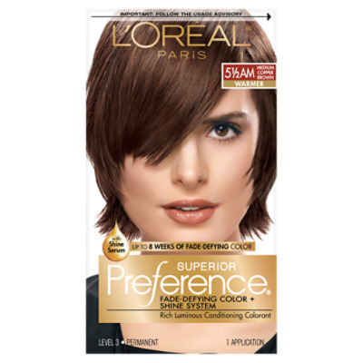 L'Oréal Paris Superior Preference 5 1/2AM Medium Copper Brown Warmer Haircolor, 1 application