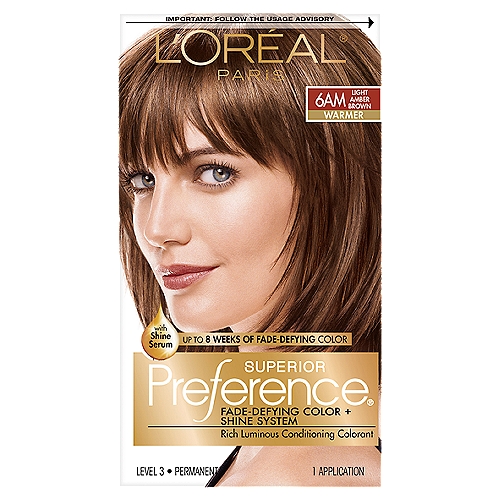 L'Oréal Paris Superior Preference 6AM Light Amber Brown Level 3 Permanent Haircolor, 1 application