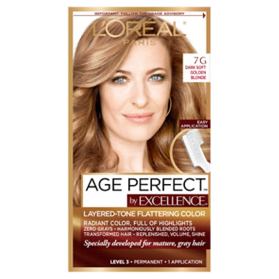 L'Oréal Paris Excellence Age Perfect 7G Dark Soft Golden Blonde Permanent Haircolor, 1 application