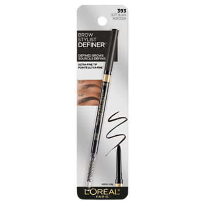 L'Oréal Paris Brow Stylist Definer 393 Soft Black Ultra-Fine Tip Shaping Pencil, 0.003 oz