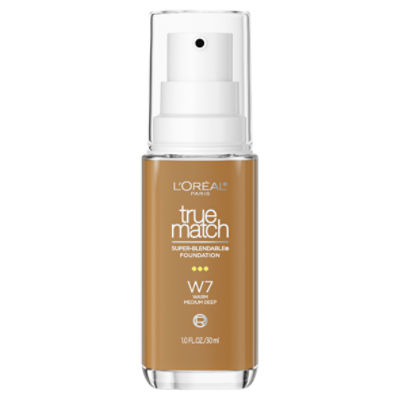 L'Oréal Paris True Match W7 Warm Medium Deep Super-Blendable Foundation, 1.0 fl. oz