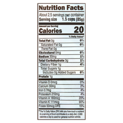 mixed greens Nutrition Facts and Calories, Description