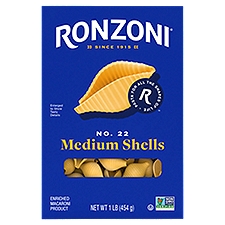 Ronzoni Medium Shells, 16 oz, Mid-Size for Thick Sauces and Salads, 16 Ounce