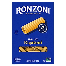 Ronzoni Rigatoni Pasta, 16 oz, Large, Ribbed Tubes, Non-GMO