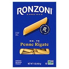 Ronzoni Penne Rigate, 16 oz, Ridged Non-GMO Pasta for Chunky Sauces