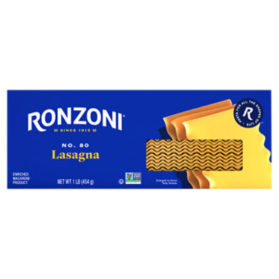 Ronzoni Lasagna, 16 oz, Non-GMO Pasta for Layered Bakes and Roll-Ups
