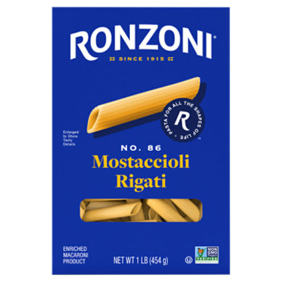 Ronzoni Mostaccioli Rigati, 16 oz, Non-GMO Pasta for Thin Sauces