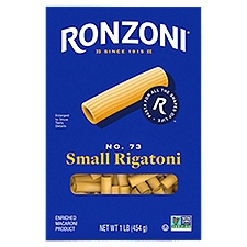 Ronzoni Small Rigatoni, 16 oz, Ribbed Tubular Pasta, Non-GMO