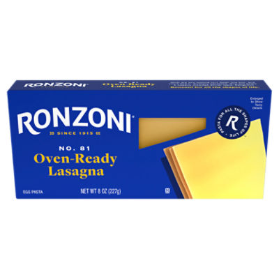 Ronzoni No. 81 Oven-Ready Lasagna Egg Pasta, 8 oz - The Fresh Grocer