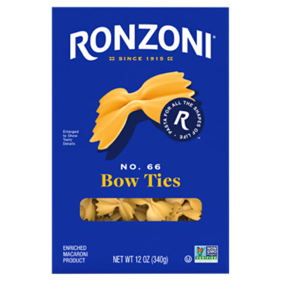 Ronzoni Bow Ties Pasta, 12 oz, NonGMO Farfalle Pasta for All Sauces