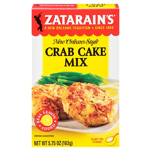 Zatarain's Crab Cake Mix brings New Orleans-style flavor to your kitchen! This delicious mix contains bread crumbs, bell peppers, lemon, garlic and spices like red pepper and turmeric to deliver restaurant-quality crab cakes at home. Just add 1 pound of fresh or canned crab meat to our mix along with water, mayonnaise and oil as directed, fry on both sides and serve. That's all it takes to enjoy the flavor and soul of The Big Easy!