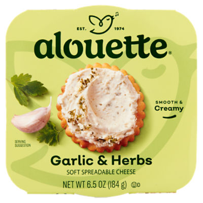 Alouette Garlic & Herbs Soft Spreadable Cheese, 6.5 oz, 6.5 Ounce