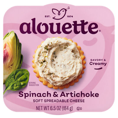 Alouette Spinach & Artichoke Soft Spreadable Cheese, 6.5 oz, 6.5 Ounce